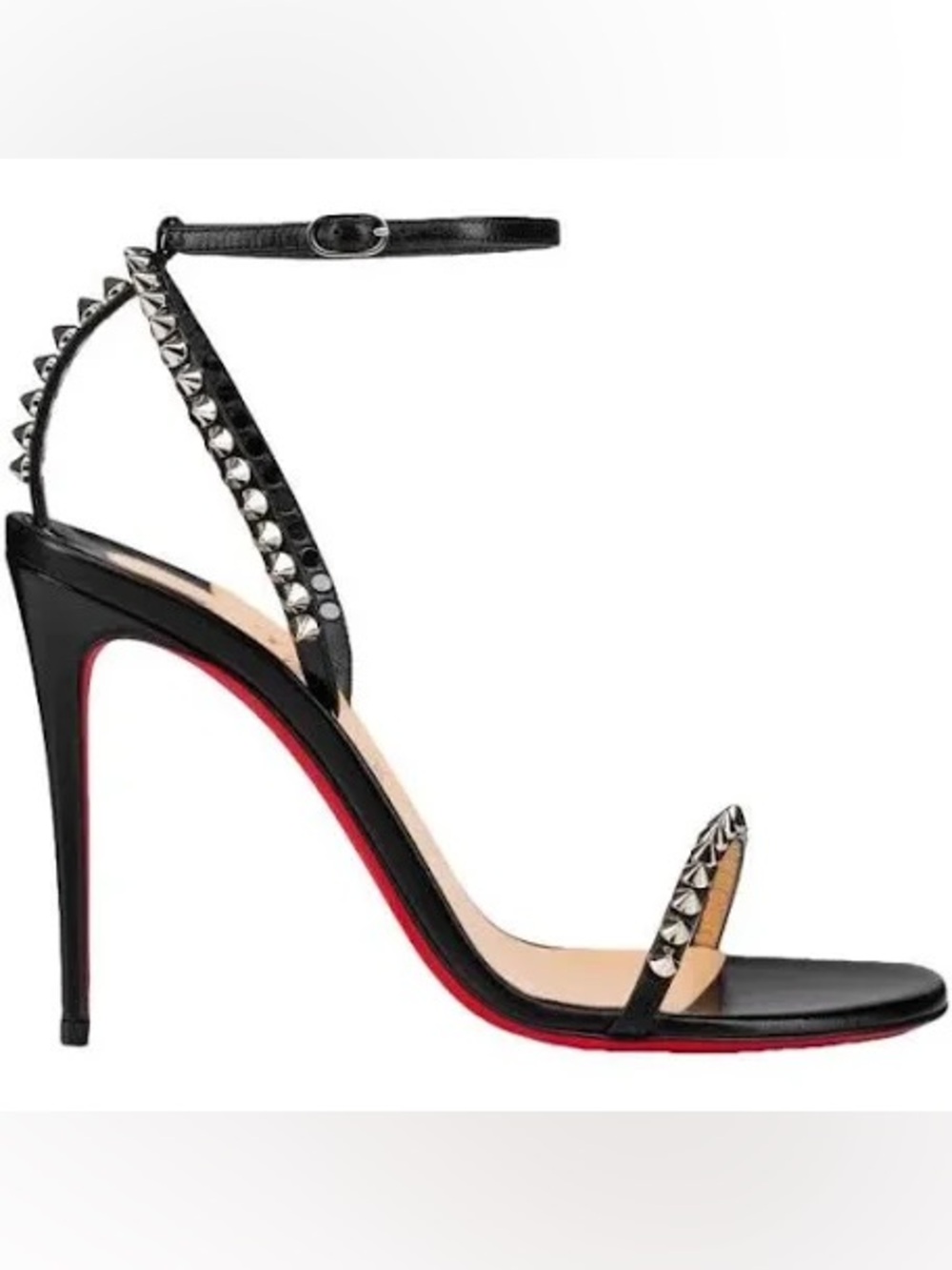 Christian Louboutin Black Studded Ankle-Strap Stiletto Sandals
